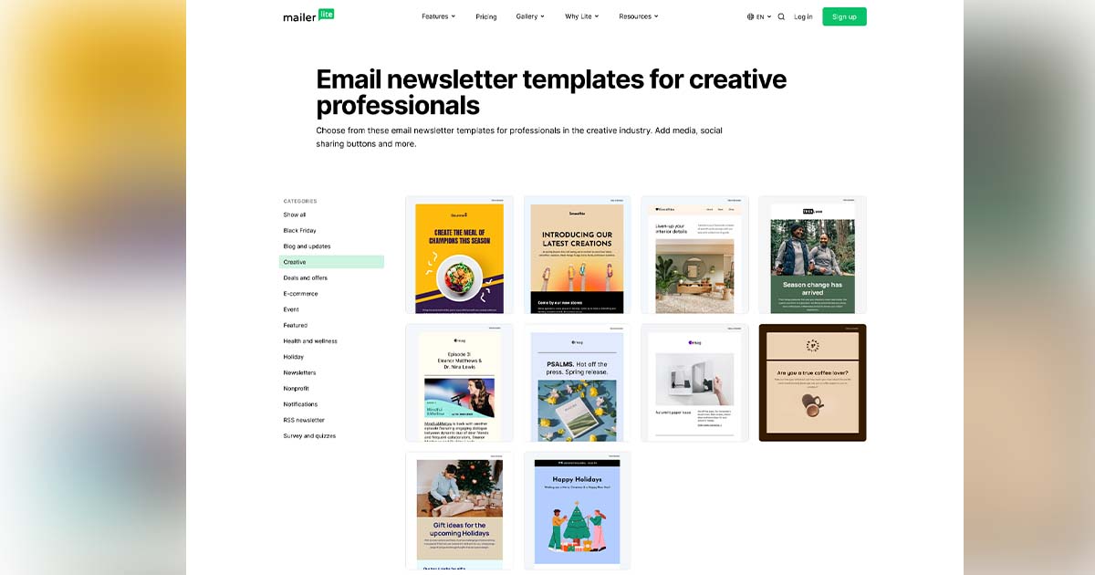 Features of MailerLite for beginners.
